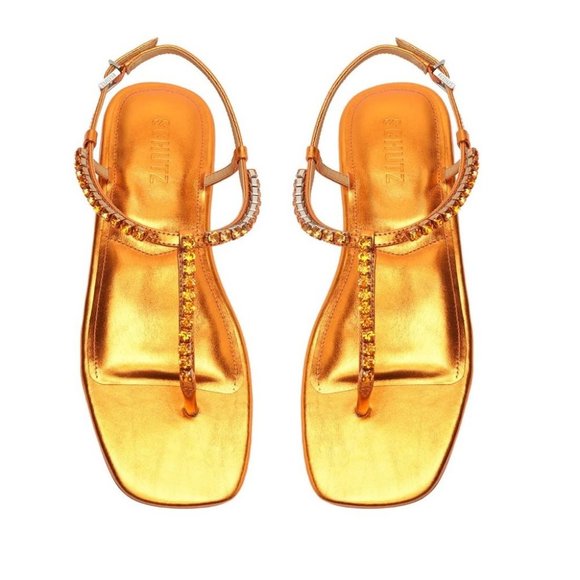 SCHUTZ Orange Embellished Sandals - Picture 5 of 12